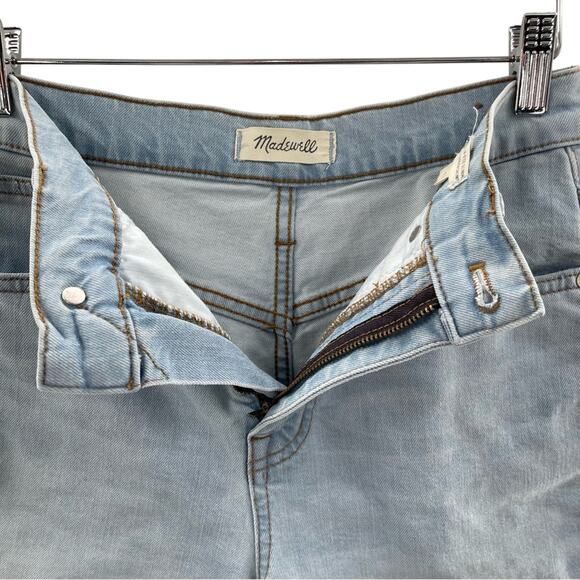 Madewell High Rise Denim Mid Length Shorts Light Wash Size 24 Modest Bermuda - Picture 4 of 12